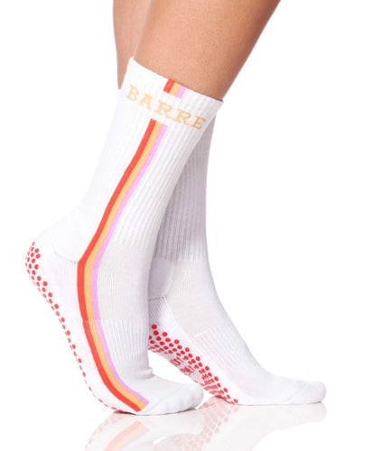 Grip Barre, Dance, Pilates, Yoga Socks - LUCKY HONEY The Boyfriend Grip Sock  (White/Red/Blue) : : Fashion